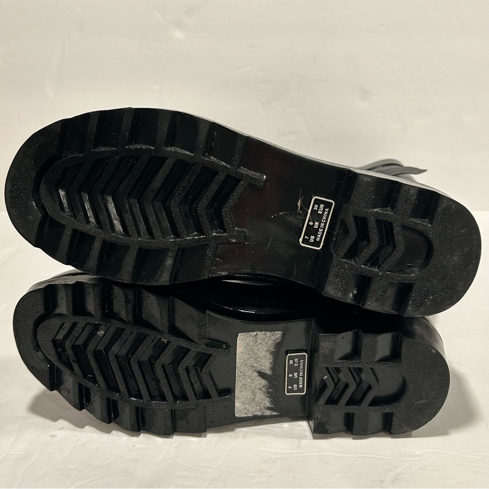 Clarks Lined Black Rubber Tall Rain Boots Waterproof Shoes with Buckle Women's 7 - Picture 8 of 11